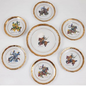 DESSERT SET WITH ENGLISH KNIGHTS, Poland, Walbrzych, Krzysztof, after 1952