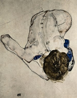 Egon Schiele (1890-1918), Akt w niebieskich pończochach