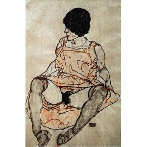 Egon Schiele (1890-1918), Akt im roten Kleid