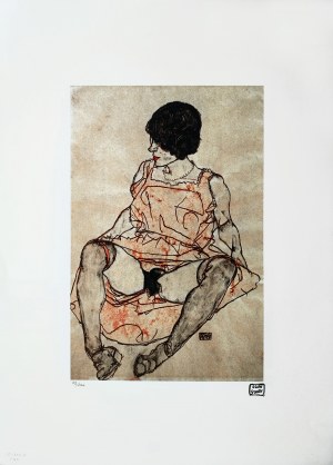 Egon Schiele (1890-1918), Akt w czerwonej sukience