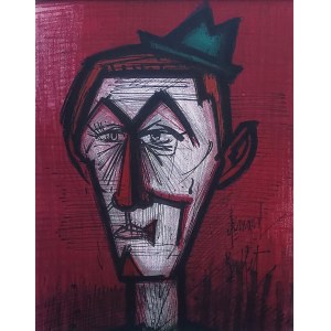 Bernard Buffet (1928-1999), Klaun na červenom pozadí, 1967