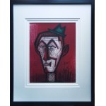 Bernard Buffet (1928-1999), Klaun na červenom pozadí, 1967