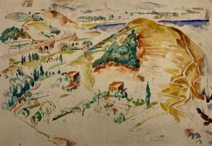 Mela Muter (1876-1967), Pejzaż z południa Francji (recto) / Kamienice (verso)