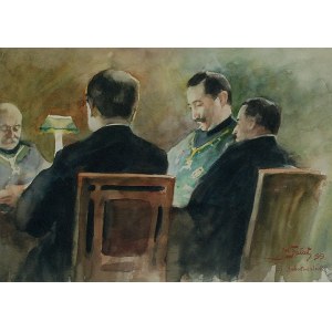 Julian FAŁAT (1853-1929), Przy stole w Hubertusstock, 1899