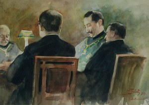 Julian FAŁAT (1853-1929), Przy stole w Hubertusstock, 1899