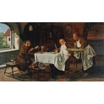Jan Czesław MONIUSZKO (1853-1908), Z nożem na rybę - klasztorna biesiada, 1906