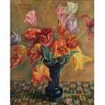 Józef PANKIEWICZ (1866-1960), Tulipany w niebieskim flakonie, ok. 1926