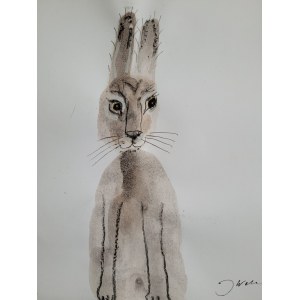 Jozef Wilkoń, Hare, illustration design of 'Fairy Tales about Animals' by Ignacy Krasicki