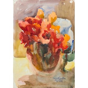 Irena Knothe (1904-1986), Zinnias in a Vase, 1959