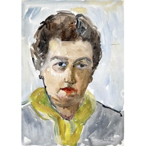 Irena Knothe (1904-1986), Żółty szalik, lata 70. XX w.