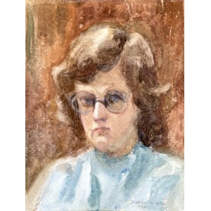 Irena Knothe (1904-1986), Portret kobiety w okularach, 1972