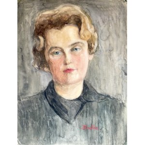 Irena Knothe (1904-1986), Portret w ciemnej sukience, lata 60. XX w.
