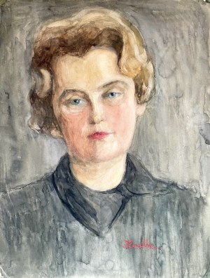 Irena Knothe (1904-1986), Portret w ciemnej sukience, lata 60. XX w.