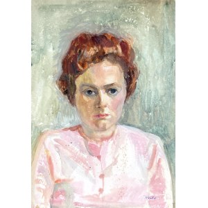 Irena Knothe (1904-1986), Portret w różowej bluzce, lata 60. XX w.