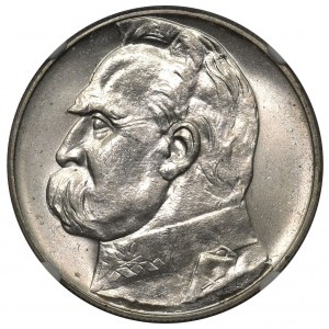 Piłsudski 10 złotych 1938 NGC MS63