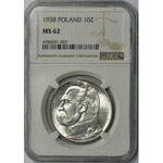 Piłsudski 10 złotych 1938 NGC MS63
