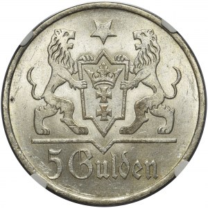 Wolne Miasto Gdańsk - 5 guldenów 1923 - NGC MS63