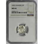 Wolne Miasto Gdańsk - 5 fenigów 1923 - NGC MS64