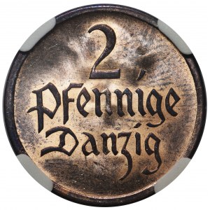 Free City of Danzig 2 pfennig 1926 - NGC MS65 RB
