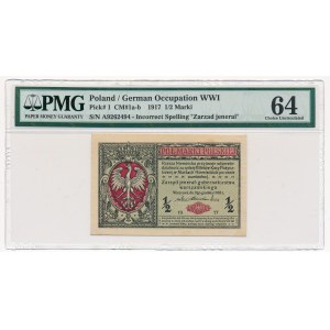 1/2 marki 1916 Jenerał -A- PMG 64 - numerator czerwony