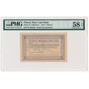 1 marka 1919 -PE- PMG 58 EPQ 