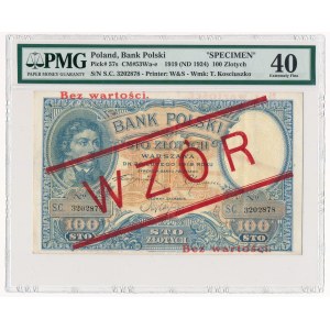 100 złotych 1919 WZÓR - PMG 40 - wysoki nadruk