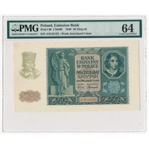 50 złotych 1940 -A- PMG 64