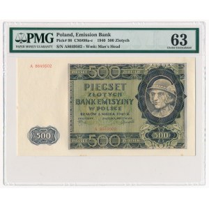 500 złotych 1940 -A- PMG 63