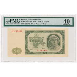 50 złotych 1948 -H- 6 cyfr - PMG 40 - bardzo rzadka odmiana