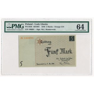 5 marek 1940 num. pomarańczowy - papier karton - PMG 64