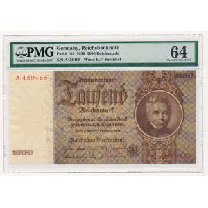 Niemcy - 1.000 marek 1936 - PMG 64