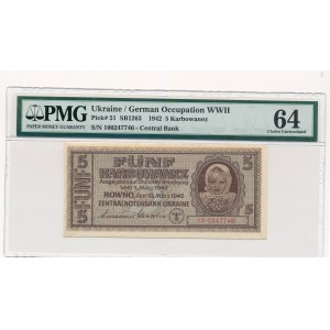 Ukraine 5 karbovantsiv 1942 - PMG 64