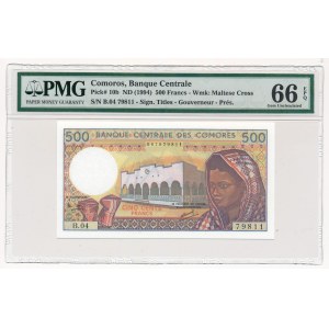 Komory - 500 franków 1994 - PMG 66 EPQ