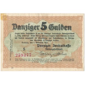 Gdańsk 5 guldenów 1923 Listopad - DUŻA RZADKOŚĆ
