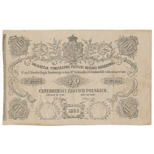 Obligacja Tymczasowa na 40 złotych 1863 - b.rzadkie