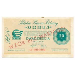 ORBIS Polskie Biuro Podróży 20 złotych WZÓR CD 0000000 - RZADKI