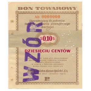 Pewex Bon Towarowy 10 centów 1960 WZÓR Ab 0000000 