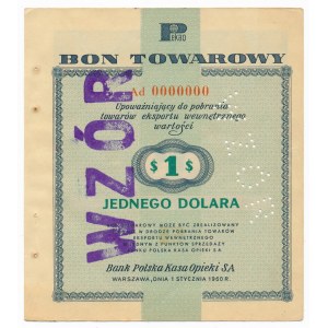 Pewex Bon Towarowy 1 dolar 1960 WZÓR Ad 0000000 
