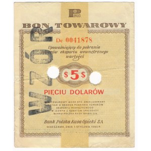 Pewex Bon Towarowy 5 dolarów 1960 WZÓR numeracja bieżąca