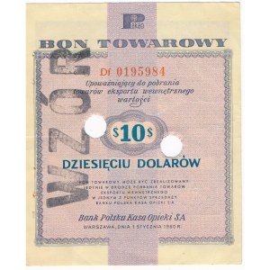 Pewex Bon Towarowy 10 dolarów 1960 WZÓR numeracja bieżąca