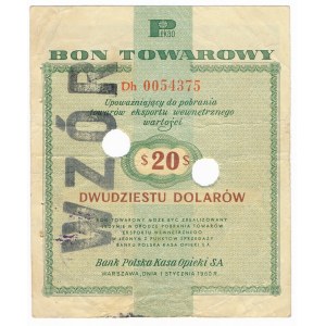 Pewex Bon Towarowy 20 dolarów 1960 WZÓR numeracja bieżąca