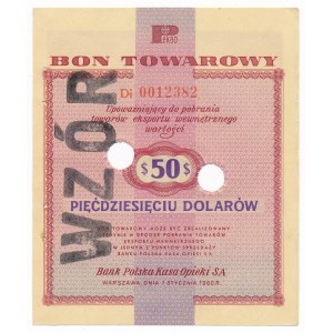 Pewex Bon Towarowy 50 dolarów 1960 WZÓR numeracja bieżąca - WYŚMIENITE