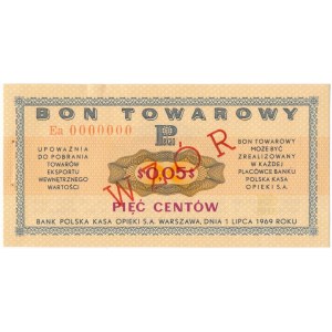 Pewex Bon Towarowy 5 centów 1969 WZÓR - Ea 0000000 