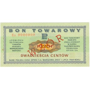 Pewex Bon Towarowy 20 centów 1969 WZÓR - En 0000000 
