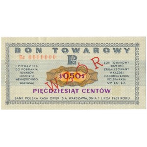 Pewex Bon Towarowy 50 centów 1969 WZÓR - Ec 0000000 