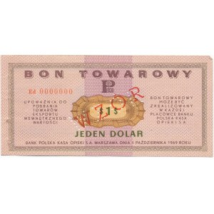 Pewex Bon Towarowy 1 dolar 1969 WZÓR - Ed 0000000 