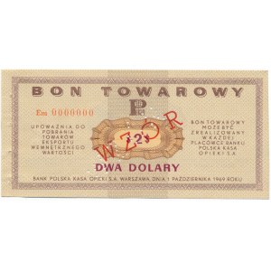 Pewex Bon Towarowy 2 dolary 1969 WZÓR - Em 0000000 