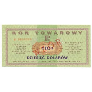 Pewex Bon Towarowy 10 dolarów 1969 WZÓR - Ef 0000000 