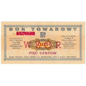 Pewex Bon Towarowy 5 centów 1969 WZÓR -Ea- NIEZNANY 