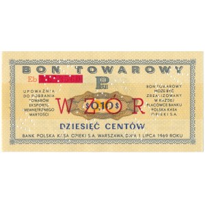 Pewex Bon Towarowy 10 centów 1969 WZÓR -Eb- NIEZNANY 